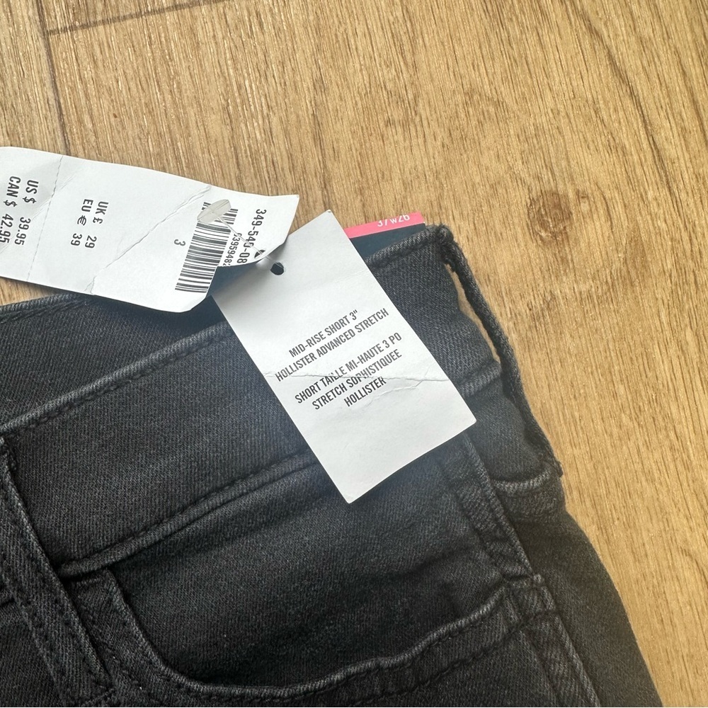 NWT Hollister Women's Mid-Rise Size 3 Black Denim Shorts, Summer Shorts - Picture 4 of 7